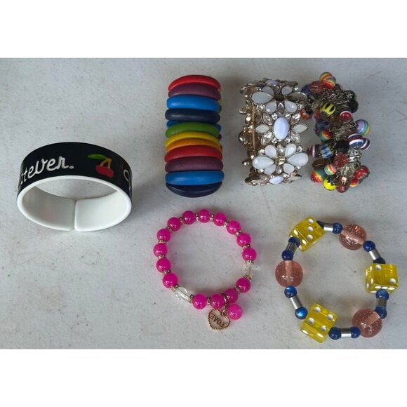 Mixed Lot of 6 Multicolored Women's Unbranded Fashion Costume Jewelry Bracelets - Picture 3 of 16